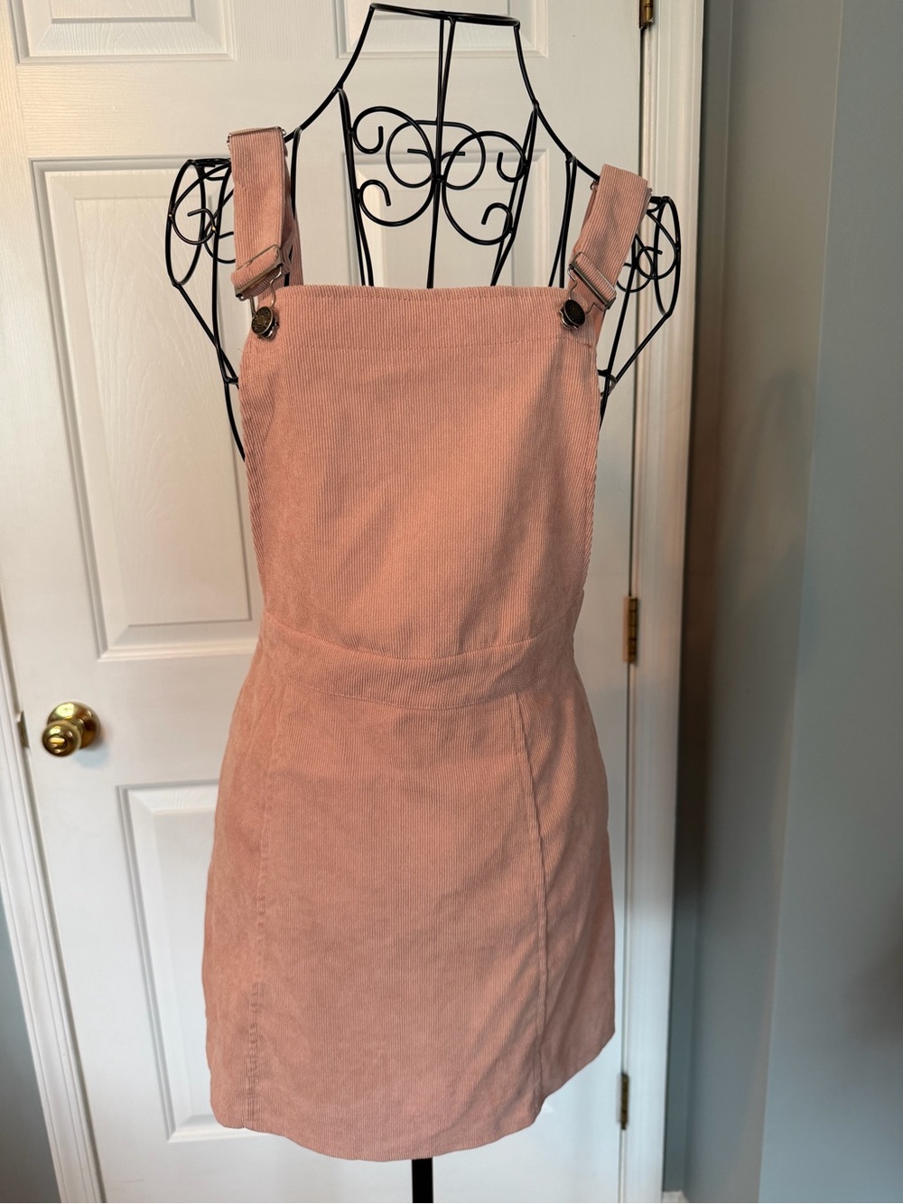 SHEIN Dusty Pink Corduroy Overall Pinafore Mini Dress Size Small / US 4